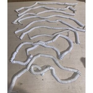 Large Lot 9 Phone Handset w Coil Cord Landline Vtg - White